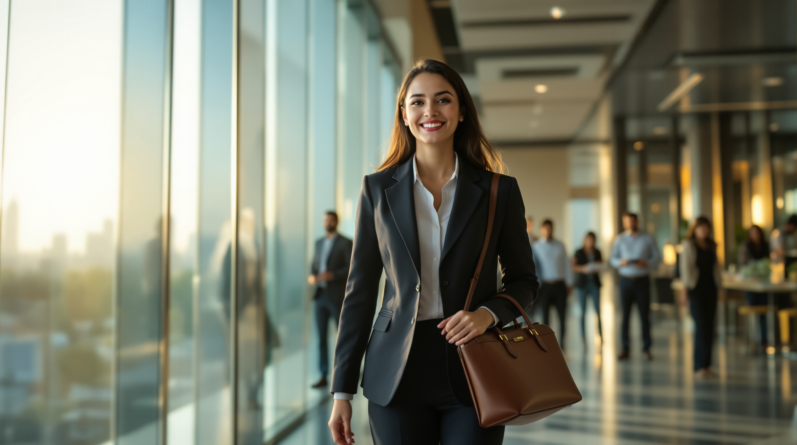Jain Online BBA alumna walking through a modern corporate office