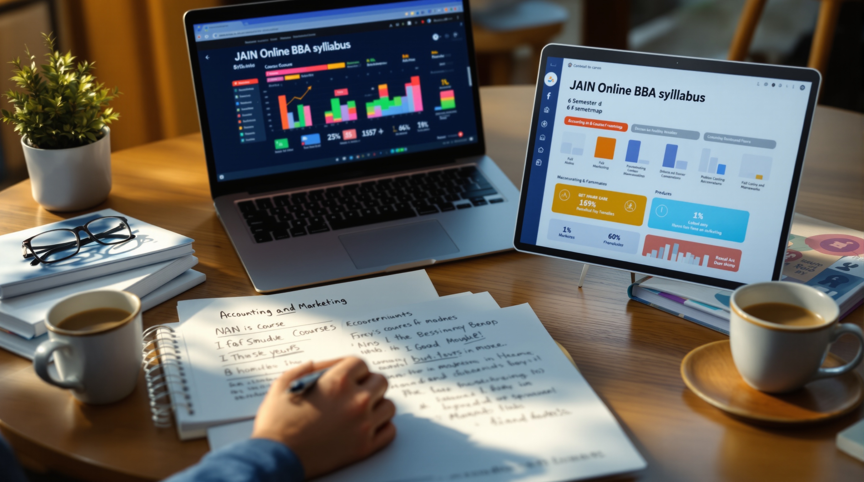 Jain Online BBA 6-semester curriculum roadmap with AI tools and case studies